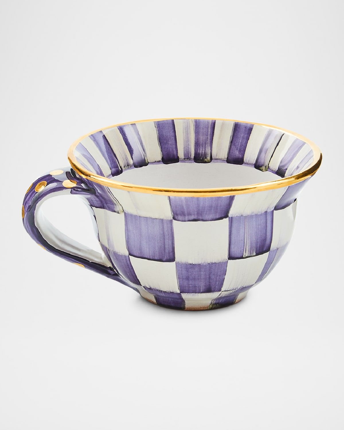 Plum Check Ceramic Teacup