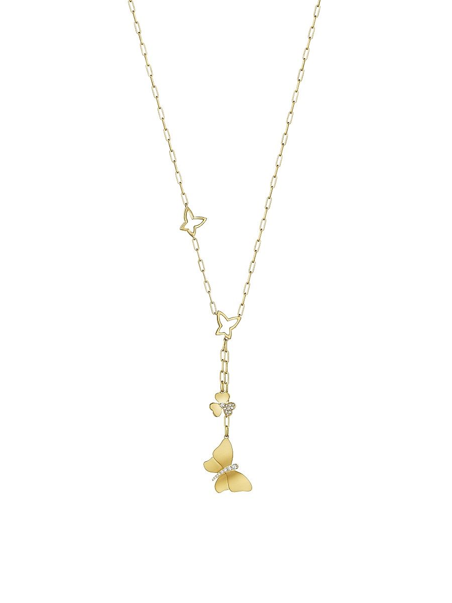 Women's Penka 18K Yellow Gold & 0.24 TCW Diamond Lariat Necklace - Yellow Gold