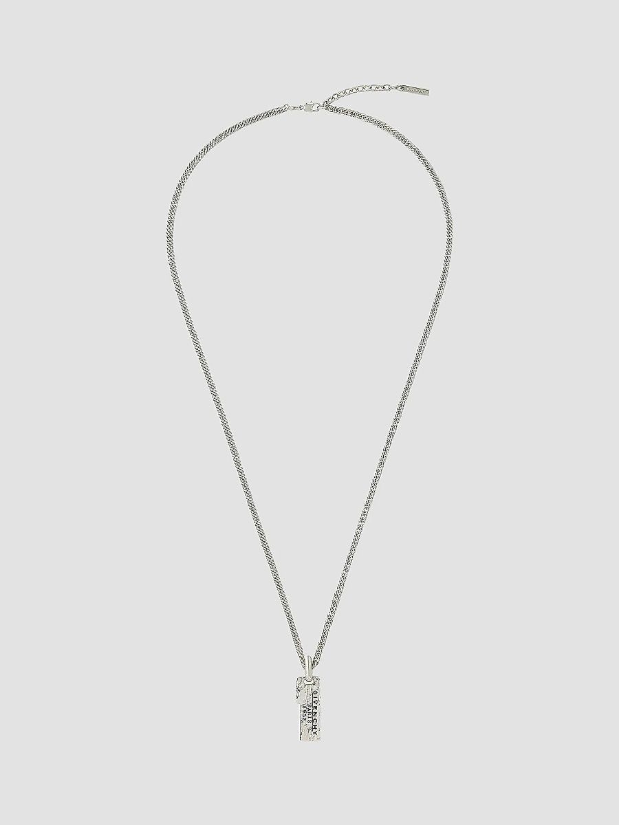 Givenchy Women's Tape Necklace in Metal and Enamel - Antic Silvery