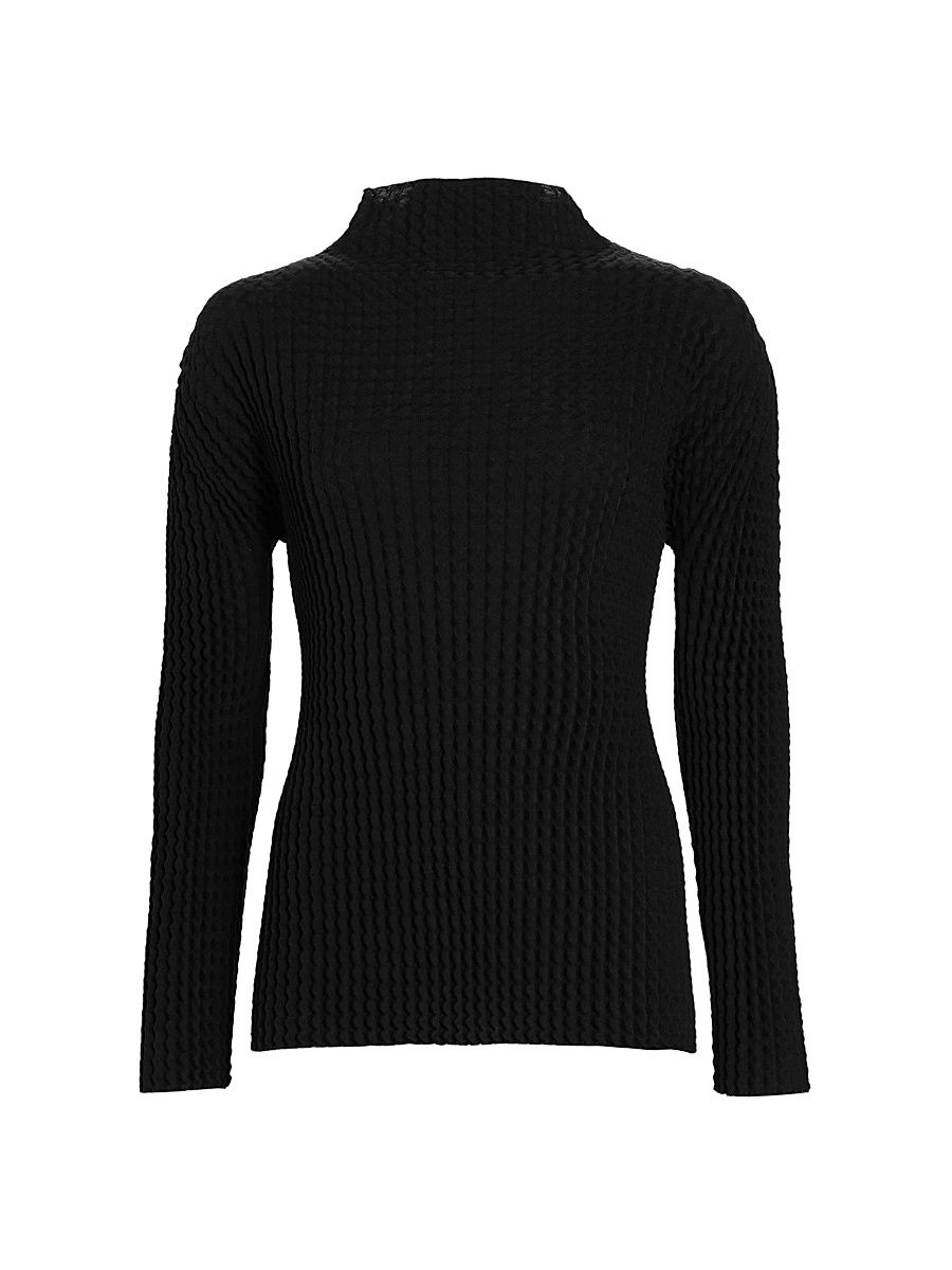 Women's Spongy Long-Sleeve Top - Black - Size Small