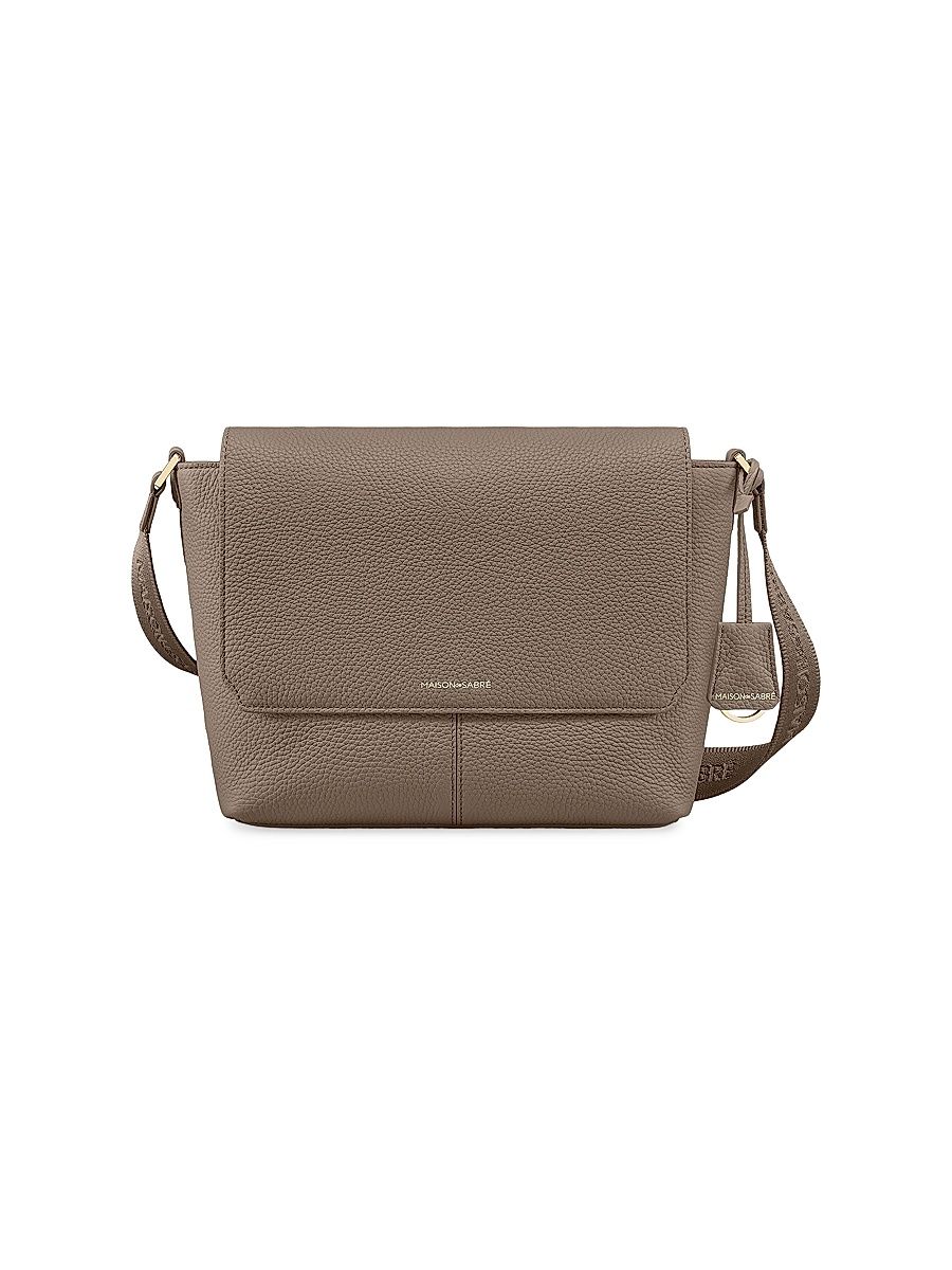 Women's Medium Leather Flaire Messenger Crossbody Bag - Cashmere Clay