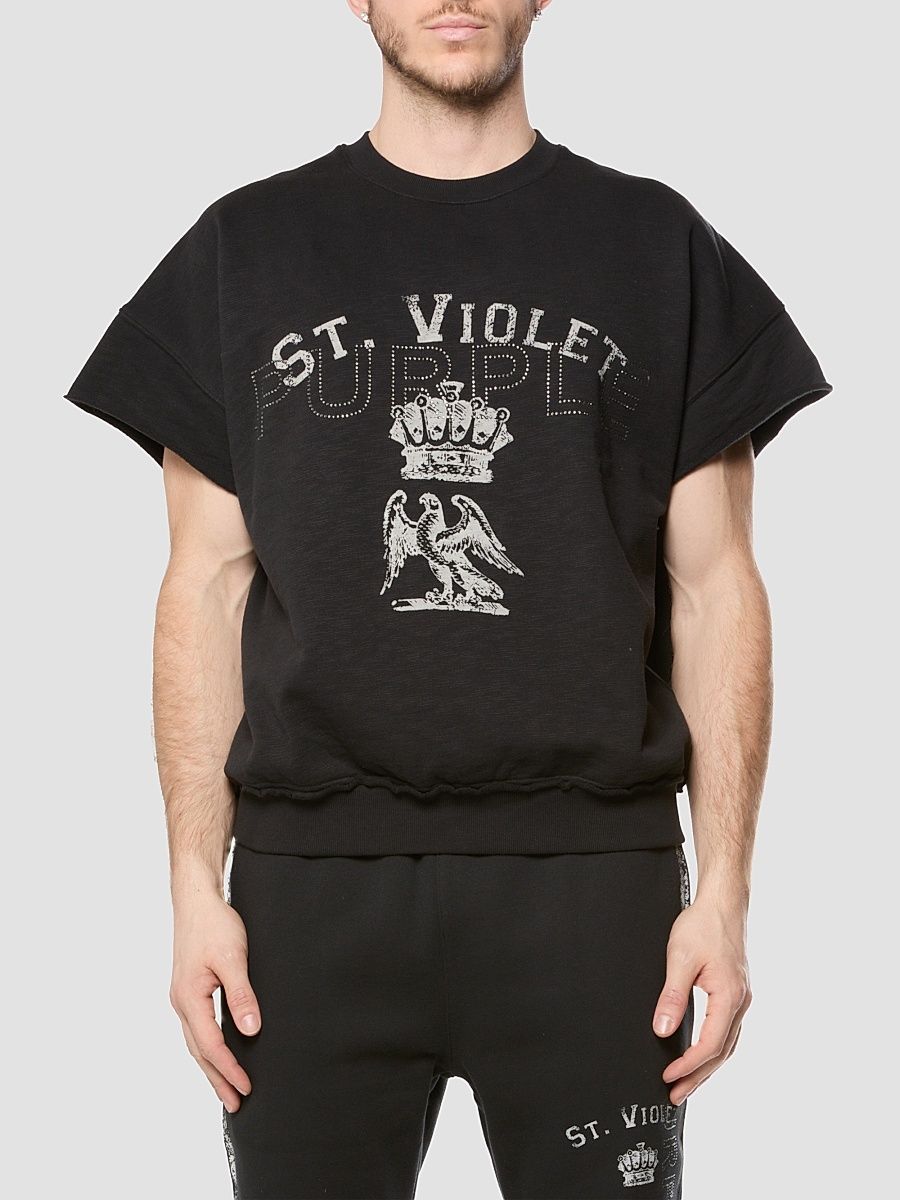 Men's Slub Cut-Off Cotton Muscle T-Shirt - Black - Size XXL