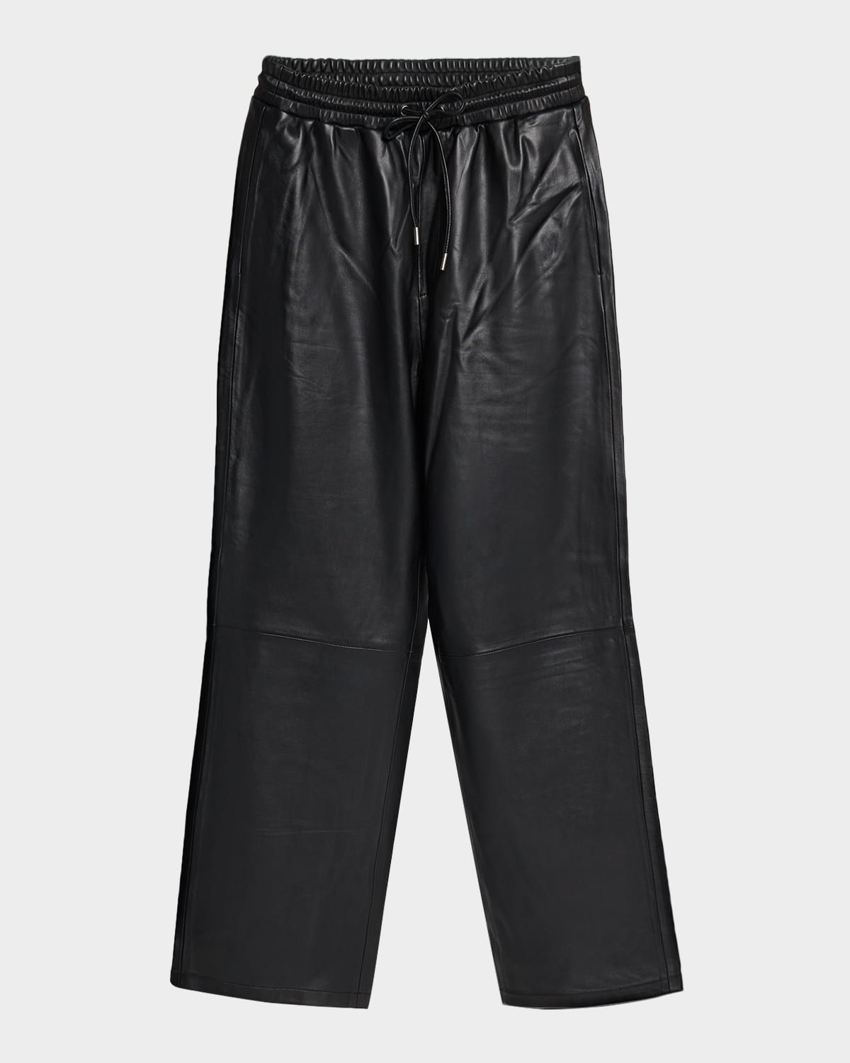 Men & apos;s Nappa Leather Track Pants