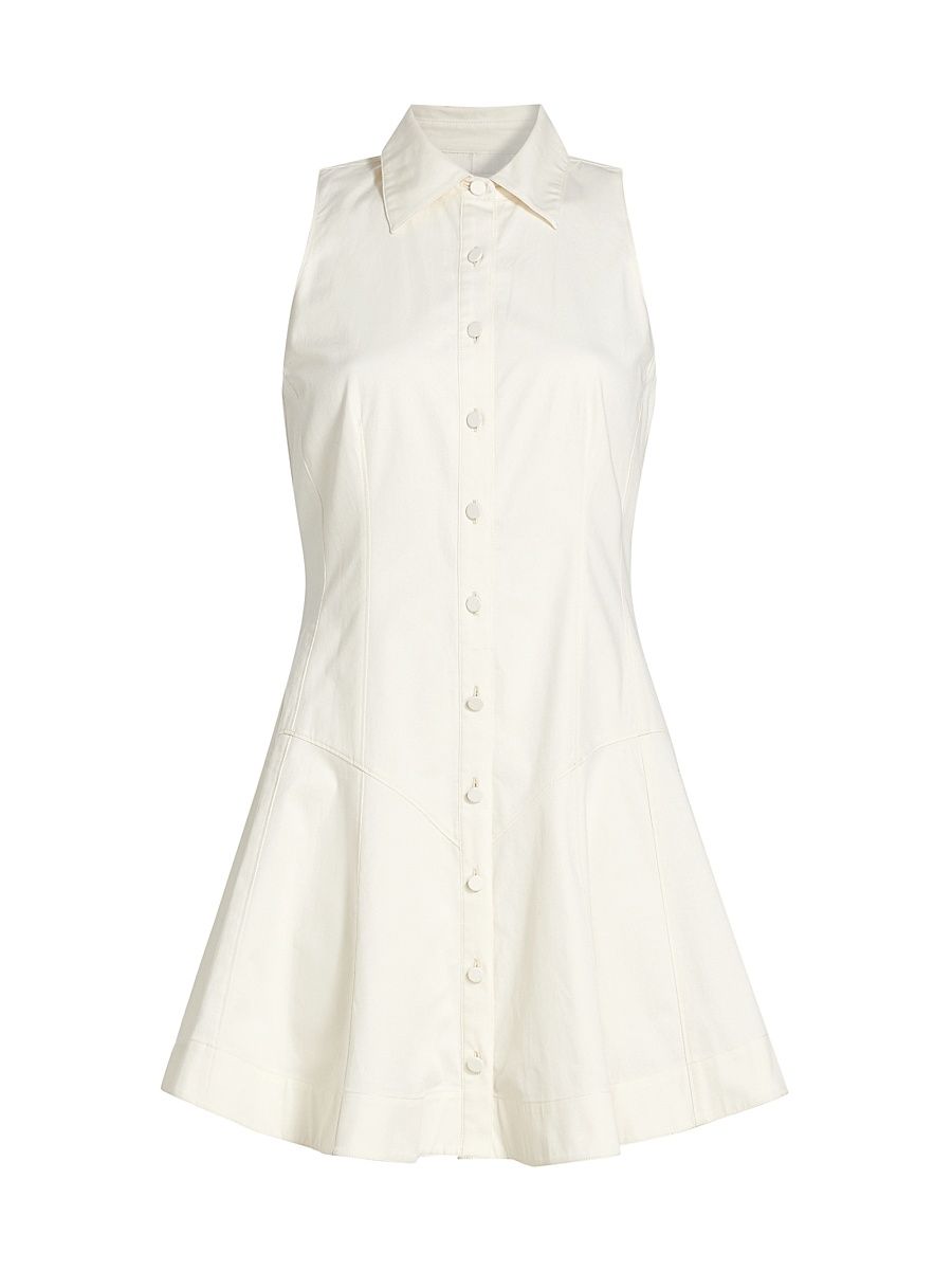 Women's Poppy Stretch-Cotton Seamed Mini-Shirtdress - Ivory - Size 16