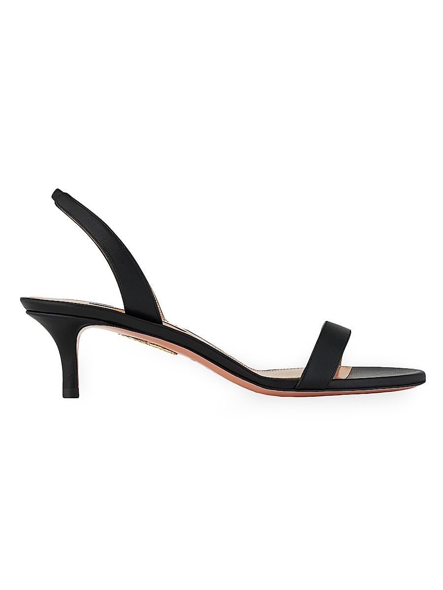 Women's So Nude 50MM Leather Slingback Sandals - Black - Size 12