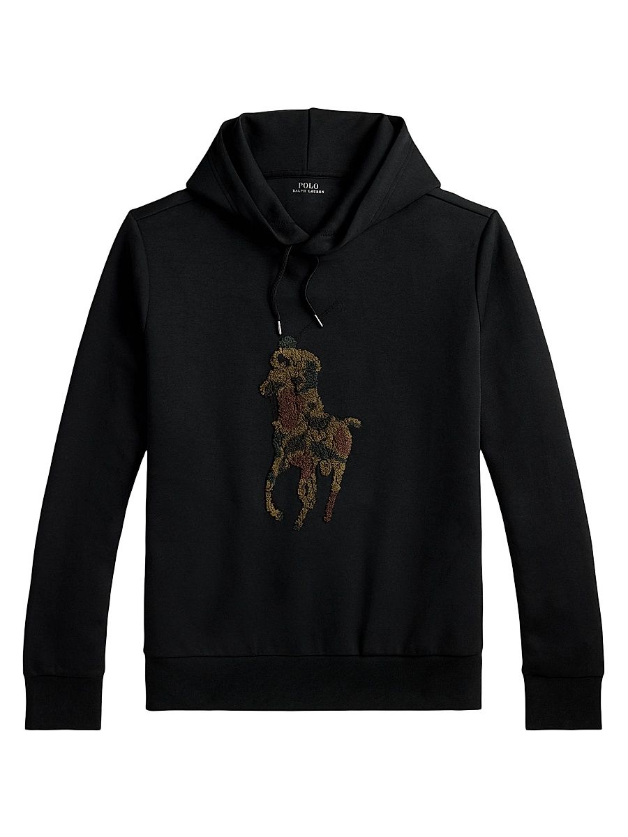 Men's Logo-Embroidered Hoodie - Polo Black - Size Medium