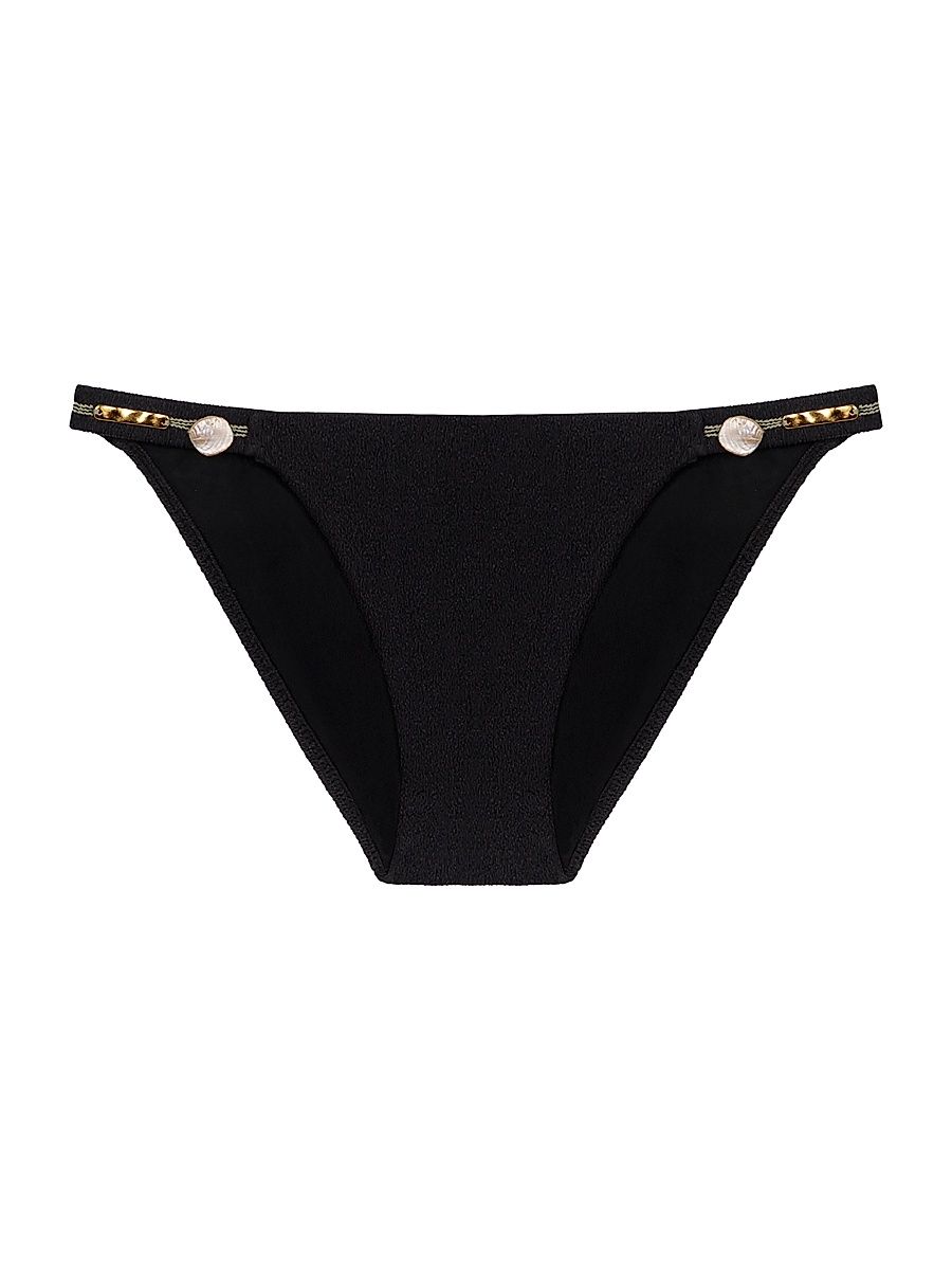 Women's Edith Embellished Bikini Bottom - Black - Size XS