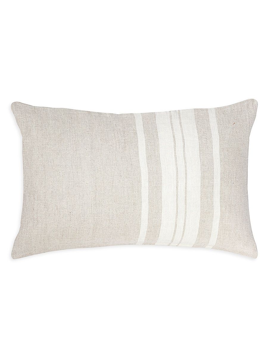 So Soft Linen Bold Stripes Pillow - Beige And White