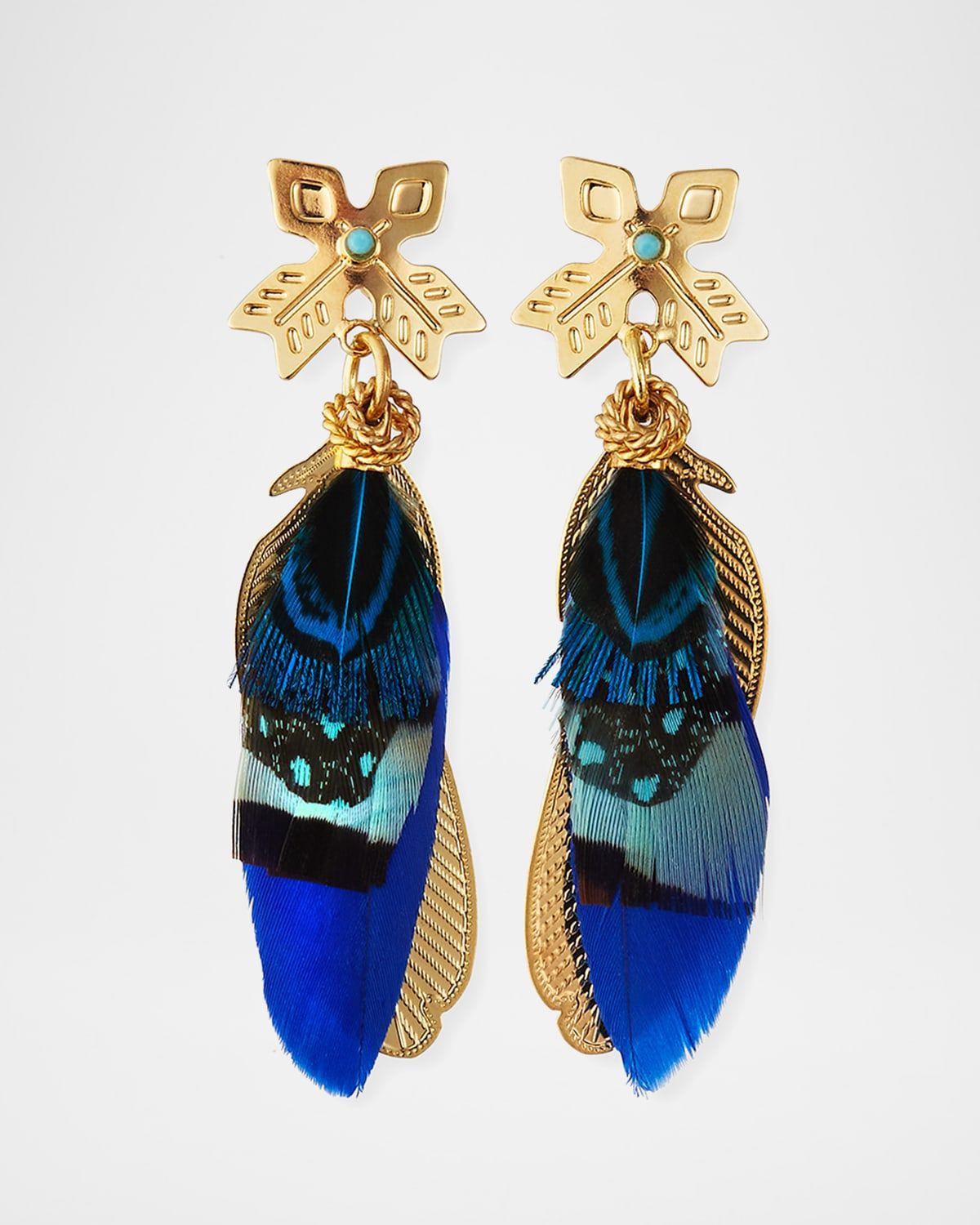 Sao Feather Drop Earrings