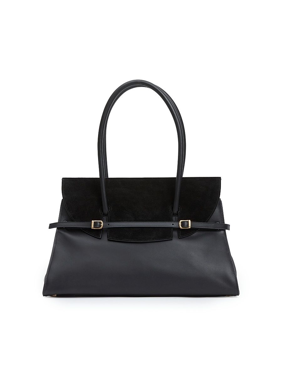 Women's River Leather Shoulder Bag - Black