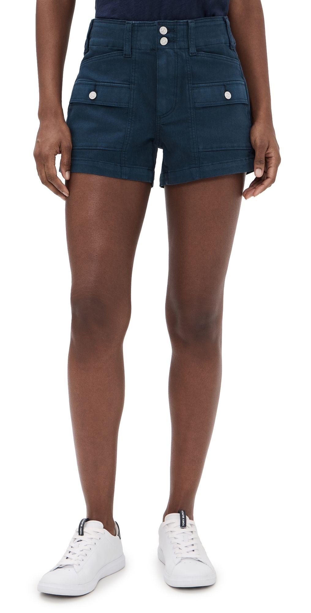 PAIGE Olivia Cargo Shorts Vintage Navy Seascape 26