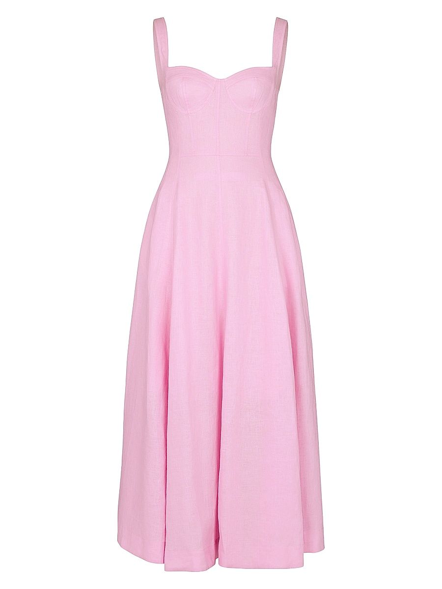 Women's Anya Panelled Linen A-Line Maxi Dress - Rose - Size 12