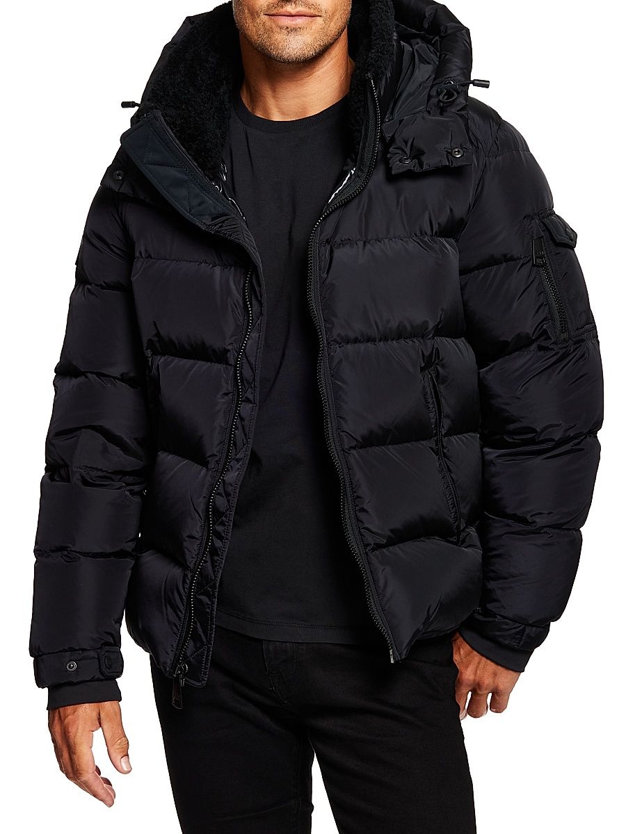 Men's Frontier Shearling-Trimmed Down Jacket - Black - Size Small