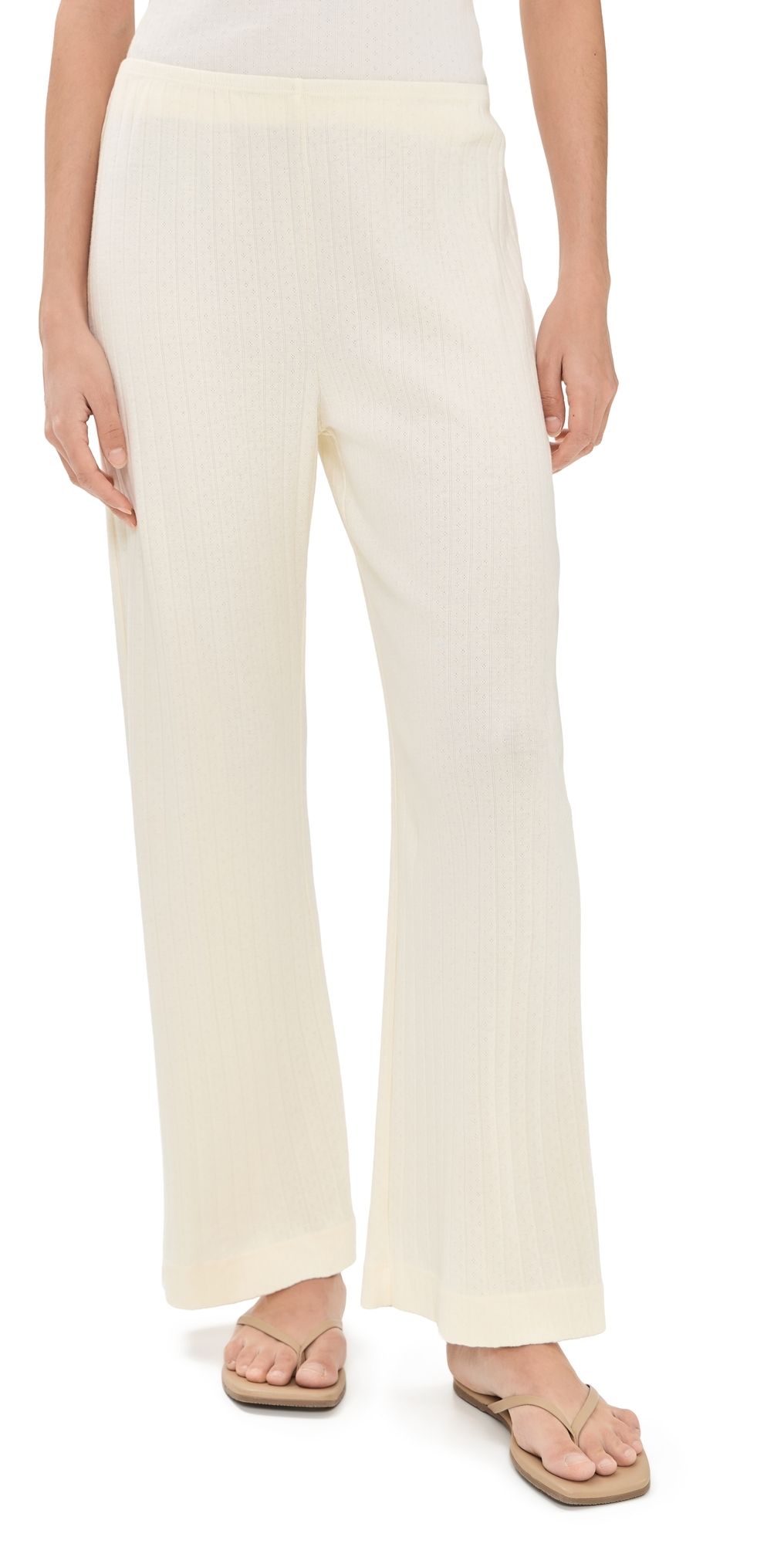 DONNI. The Pointelle Simple Crop Pants Crme M