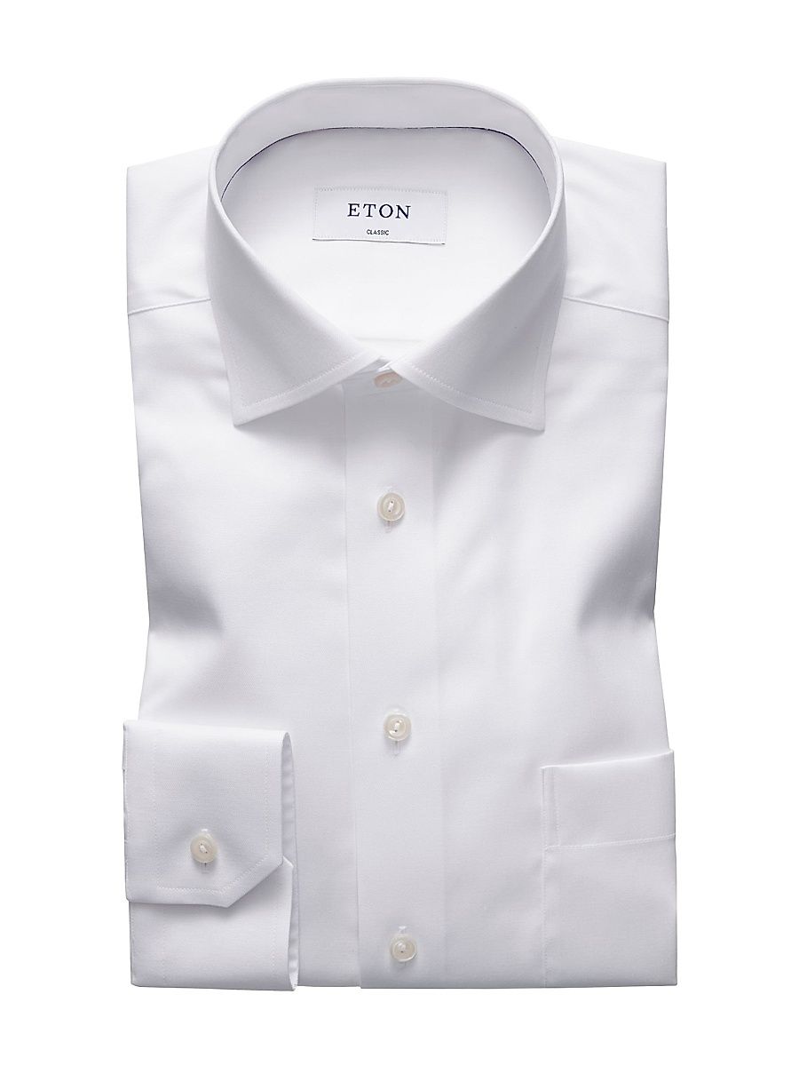 Men's Classic-Fit Cotton Twill Shirt - White - Size 19