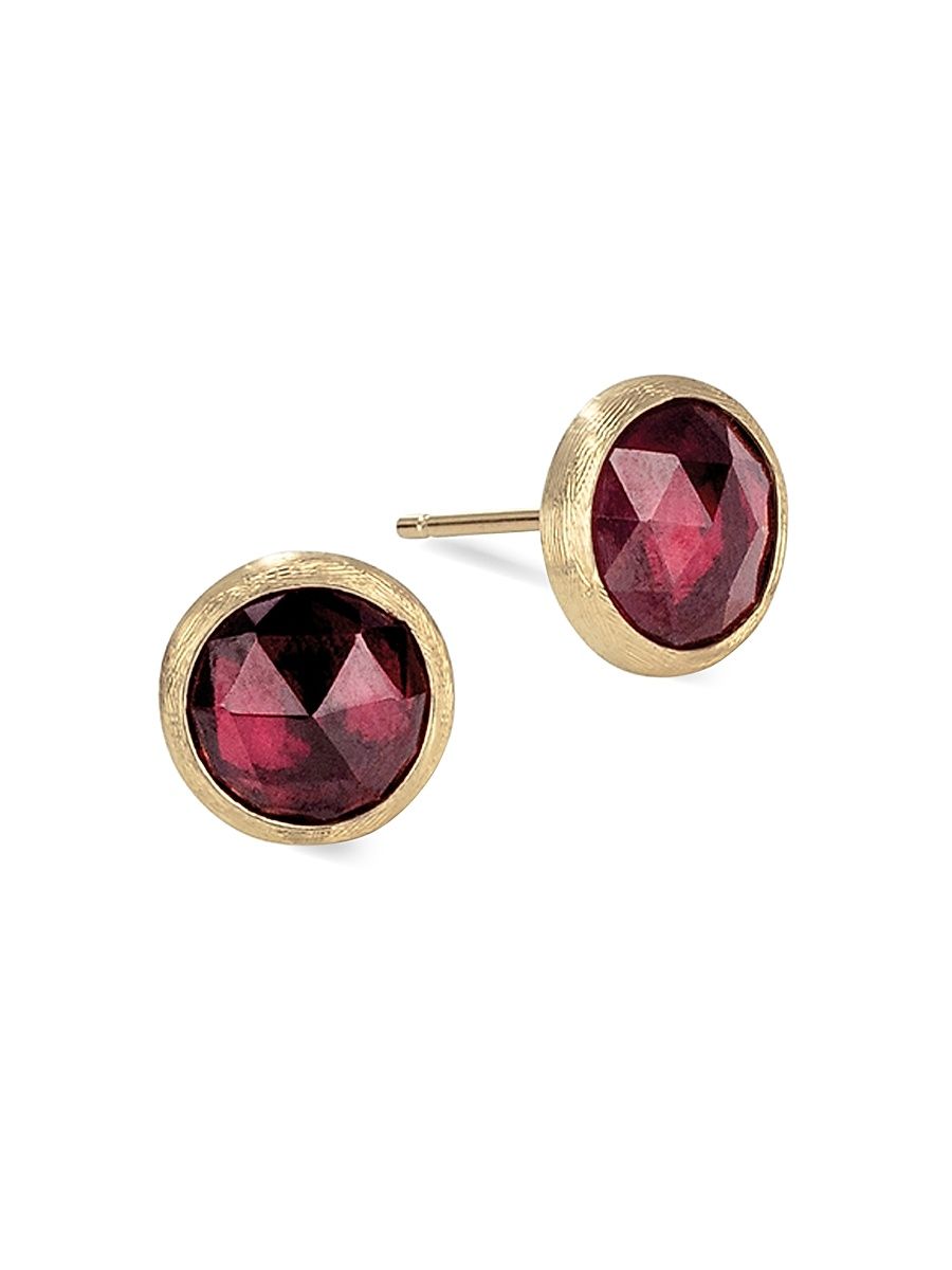 Women's Jaipur Color 18K Yellow Gold & Red Garnet Stud Earrings - Red Garnet