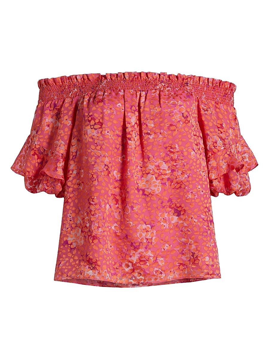 Women's Fiona Off-The-Shoulder Top - Pink Petunia Petal - Size Small