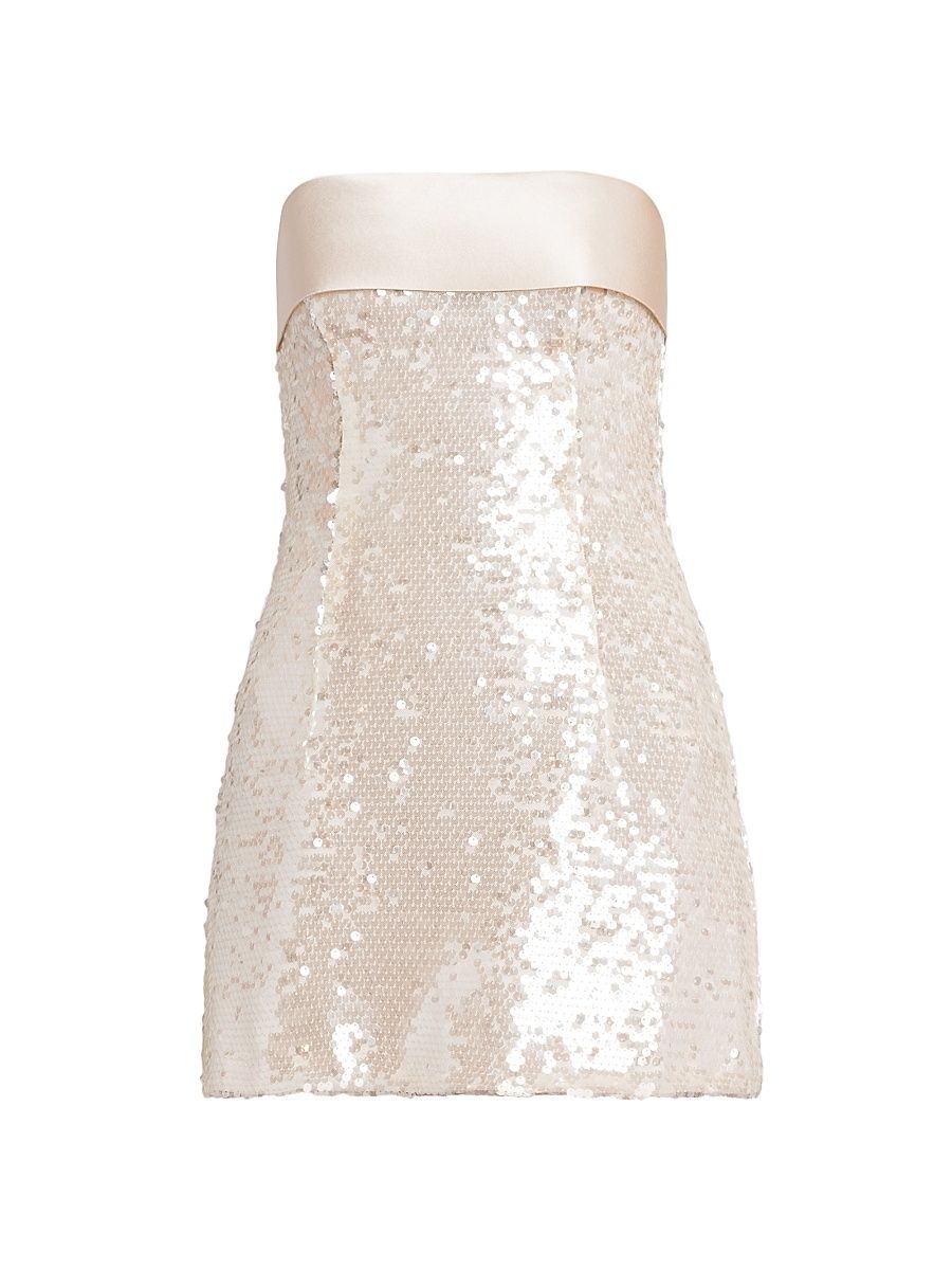 Women's Sequin Strapless Minidress - Ivory - Size 12