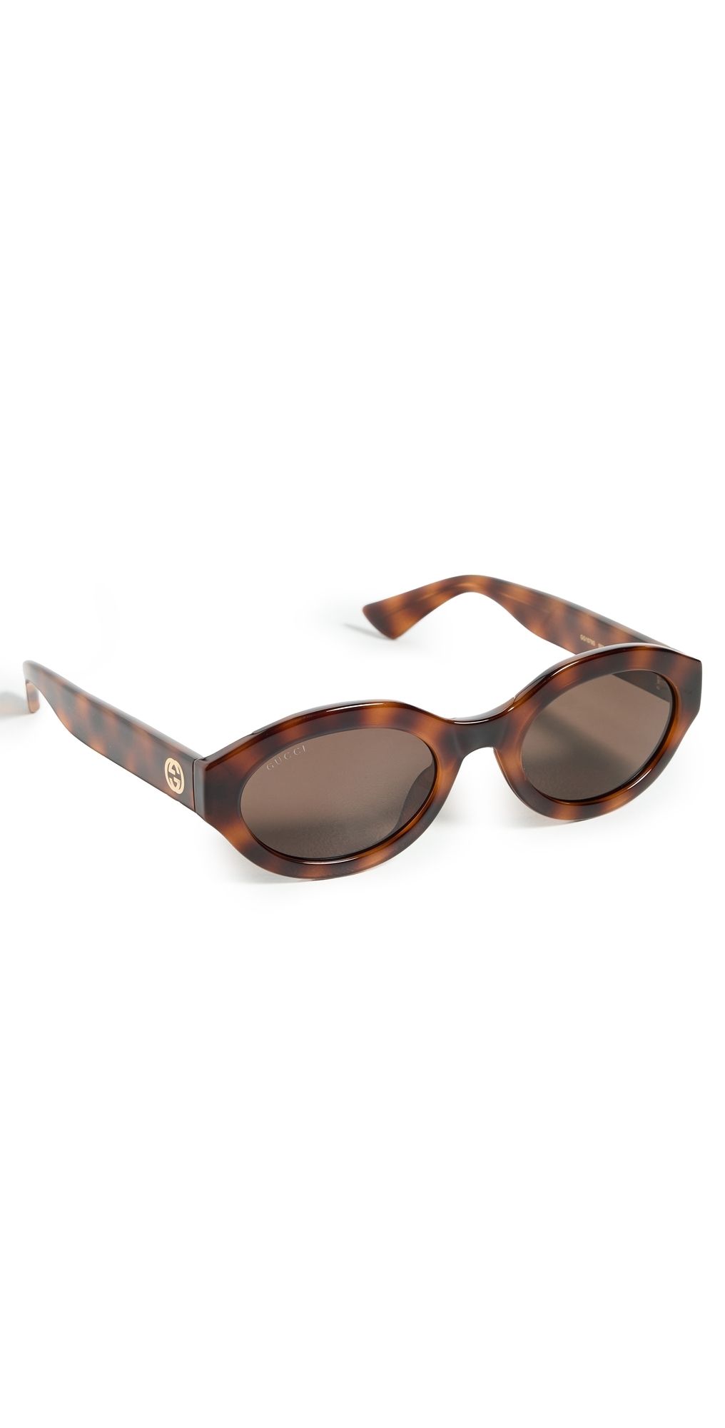 Gucci Oval Sunglasses Havana-Havana-Brown One Size