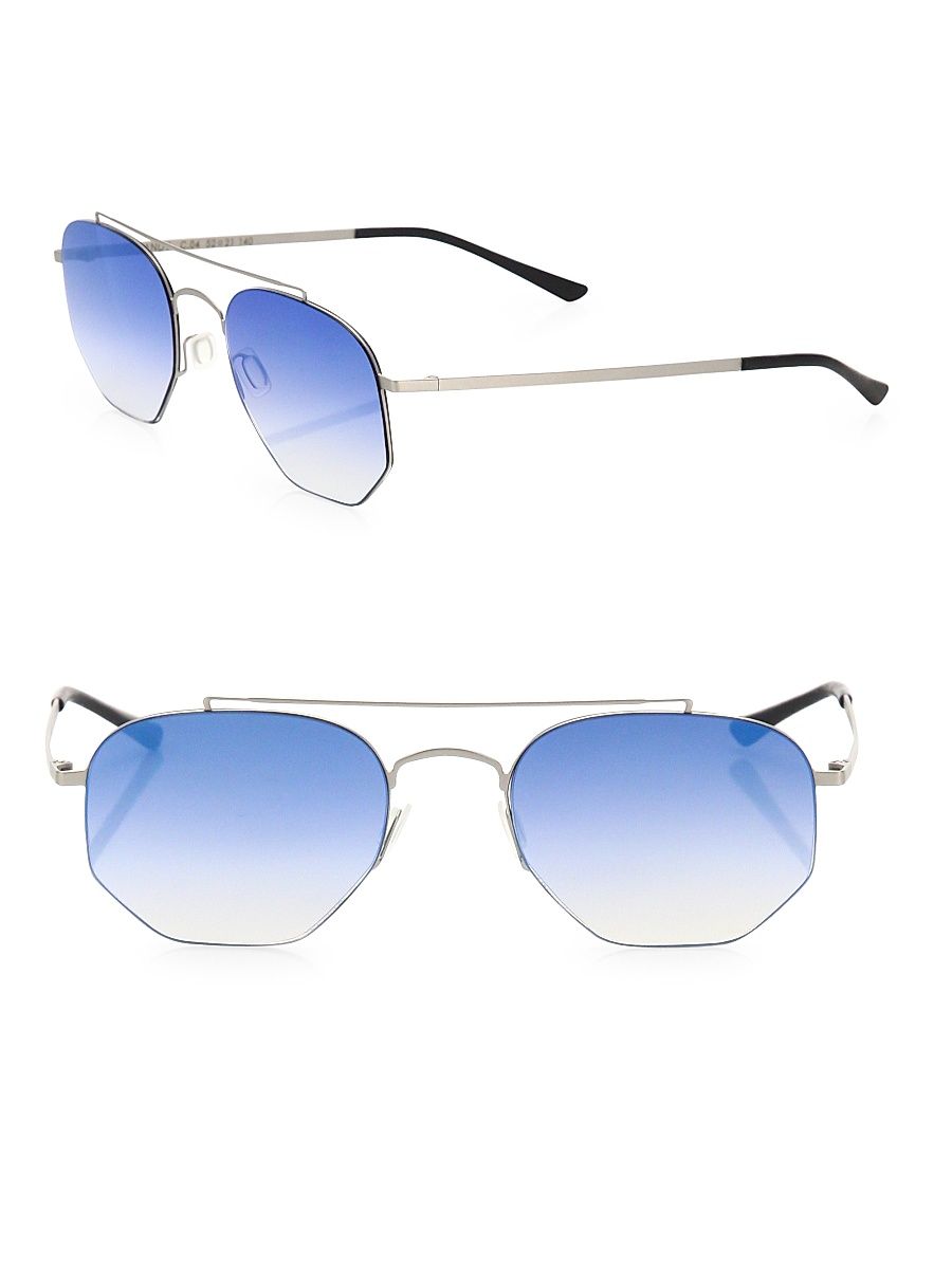 Kyme 52MM Hexagon Sunglasses - Silver Blue