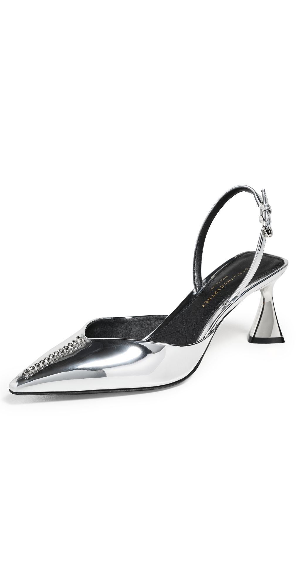 Stella McCartney Elsa Mirror Alter Mat Slingback Heels 65mm Silver 39
