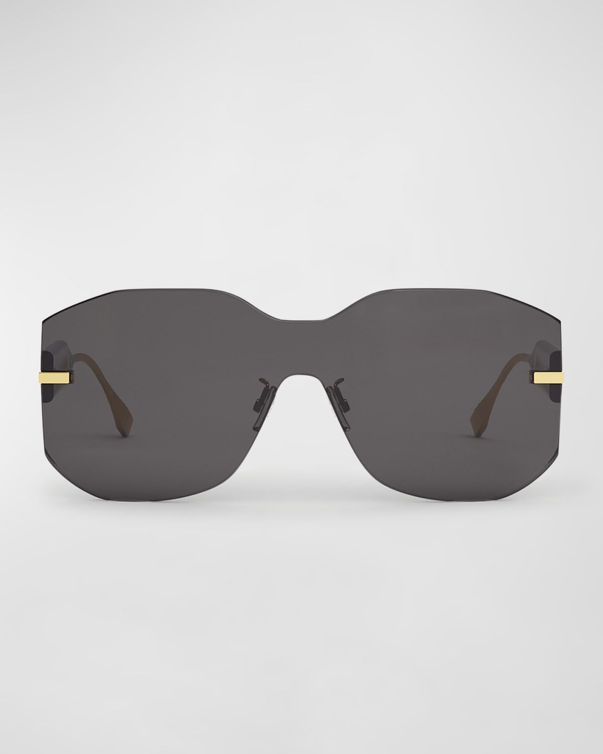 Rectangular Metal Shield Sunglasses
