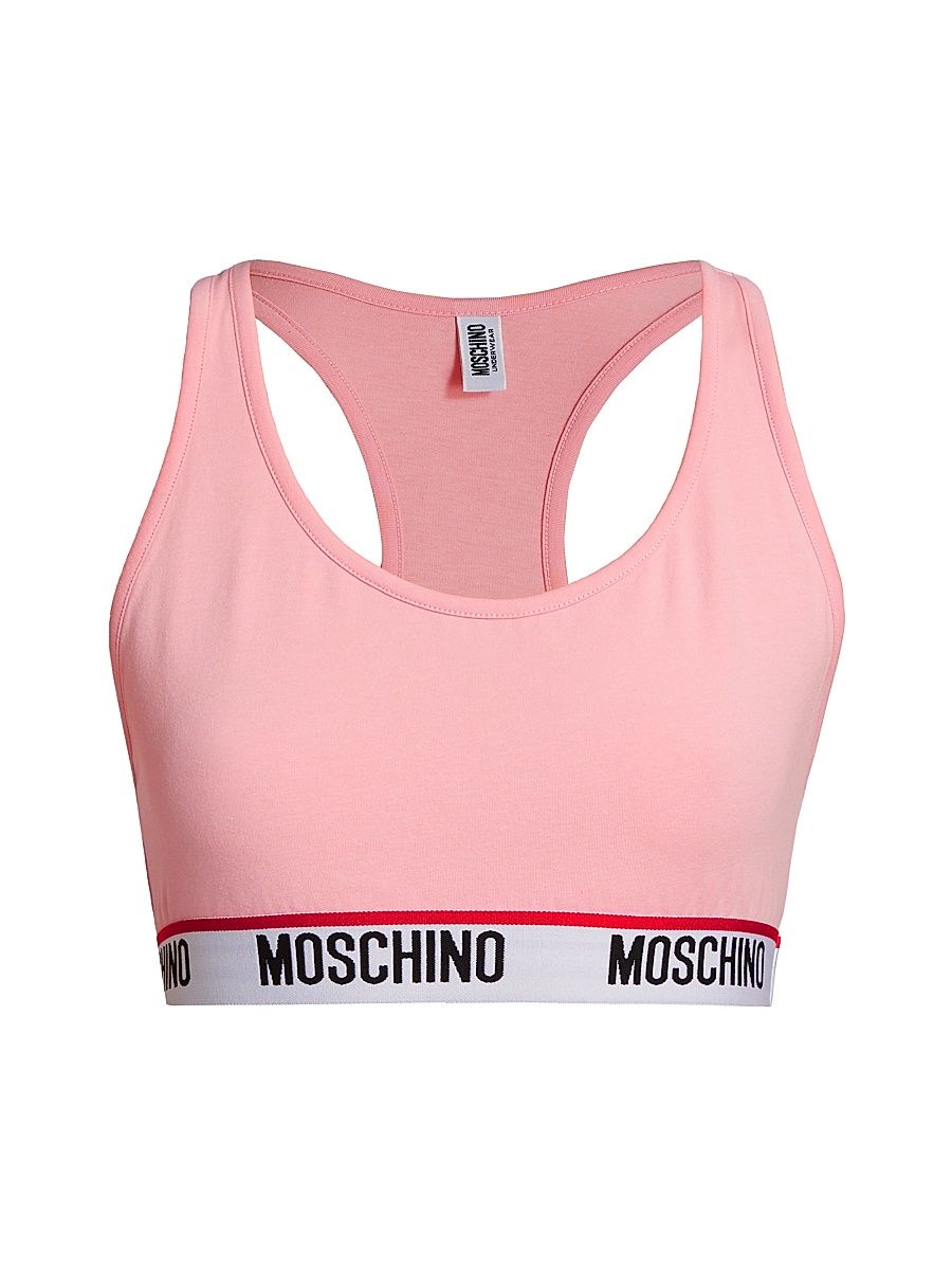 Women's Core Logo-Hem Sports Bra - Pink - Size Small