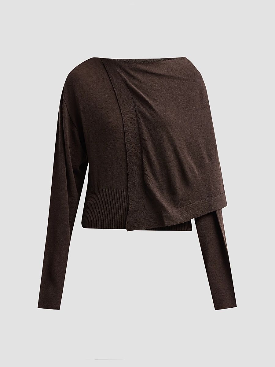 Women's Draped Wool Scarf Top - Grease - Size Large