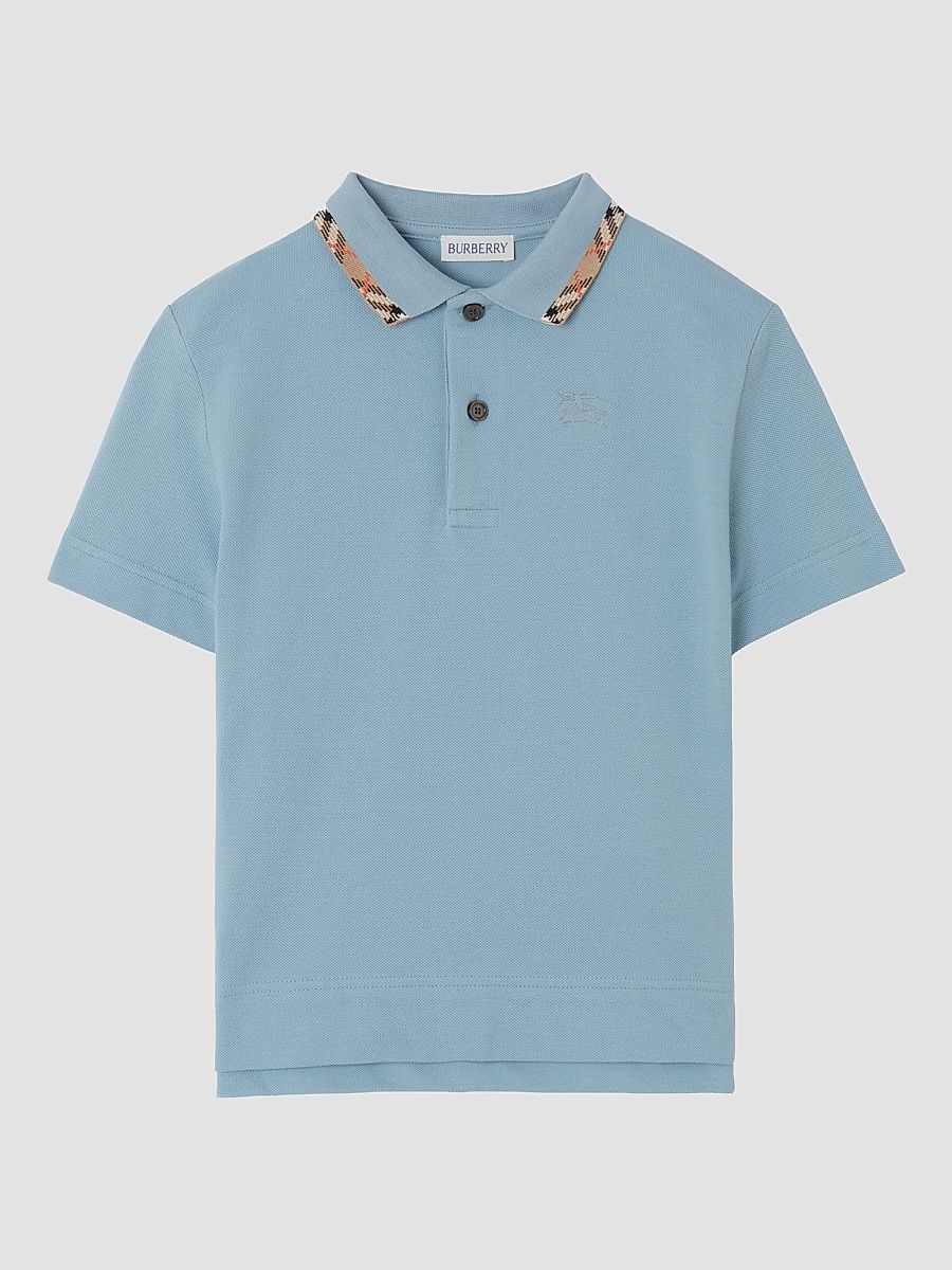 Baby Boy's, Little Boy's & Boy's Check-Trimmed Polo Shirt - Misty Blue - Size 10