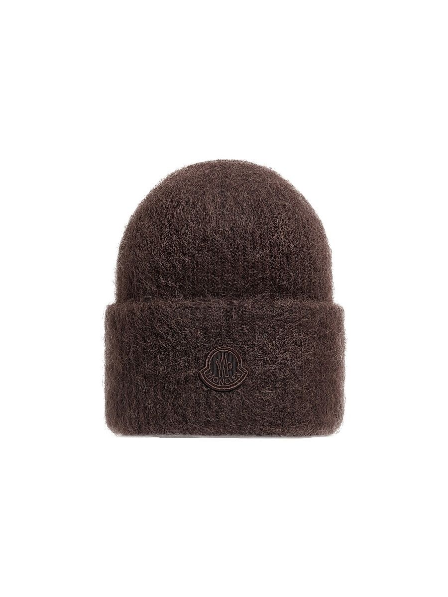 Women's Beanie Hat in Mohair & Wool Blend - Dark Brown