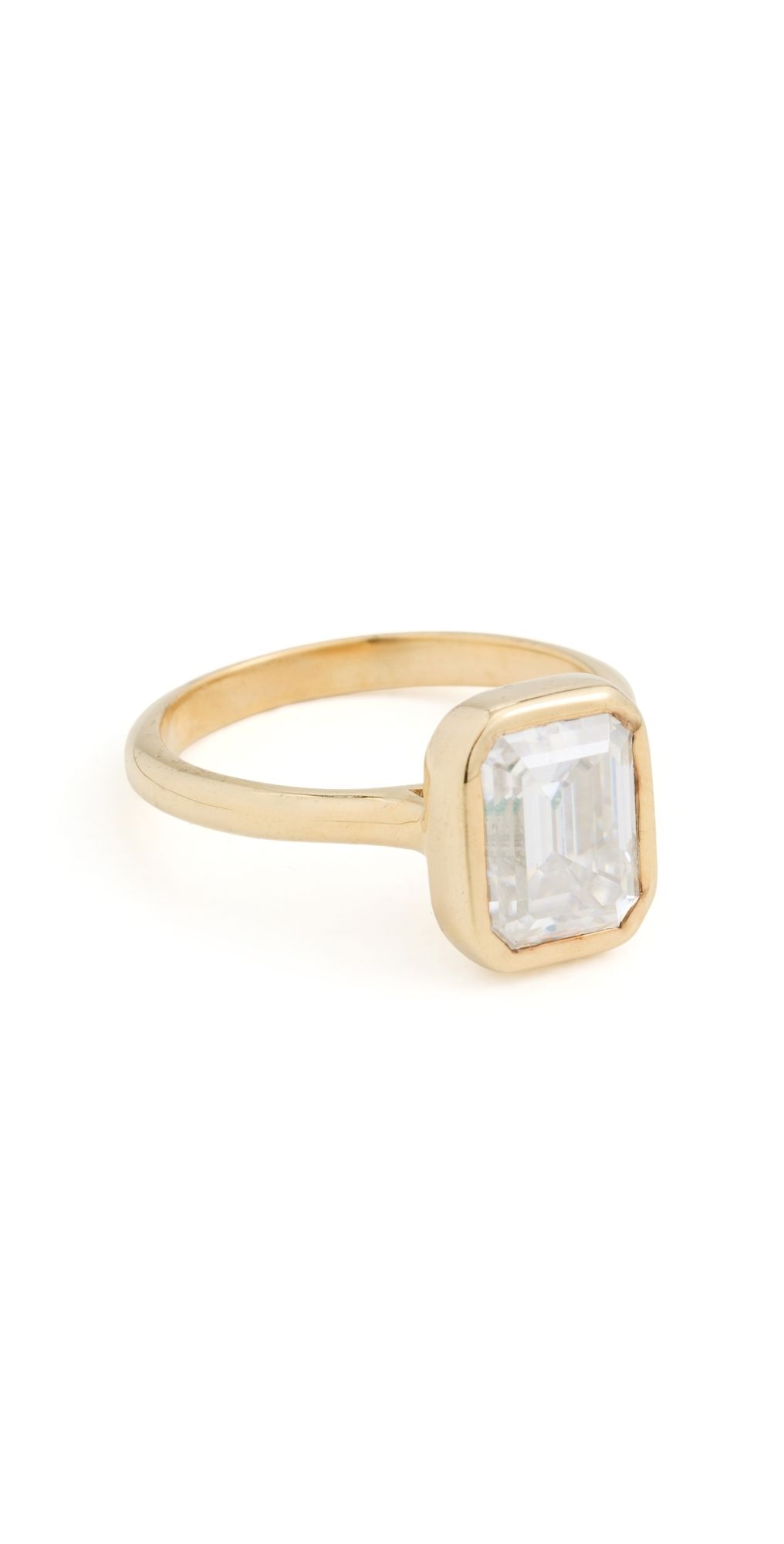 TTR Emerald-Cut Lab Grown Ring Yellow Gold 5