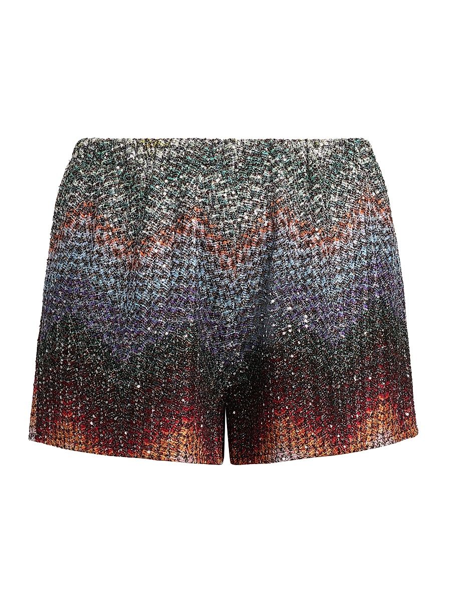 Women's Meander-Chevron Wefted-Loom Shorts - Dark Multi - Size 12
