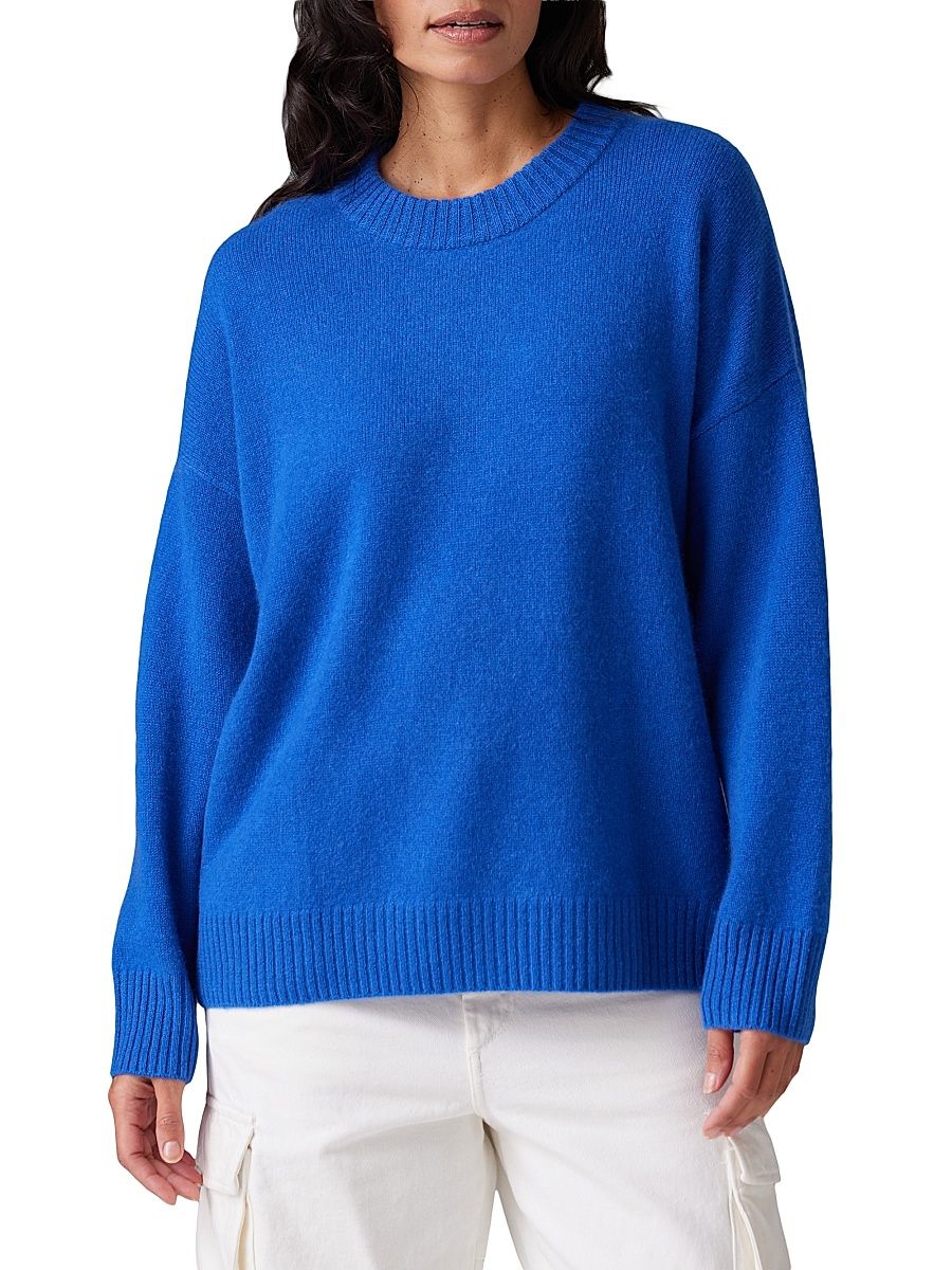 Women's Heavy Cashmere Relaxed Crewneck Sweater - Atlantic - Size Large