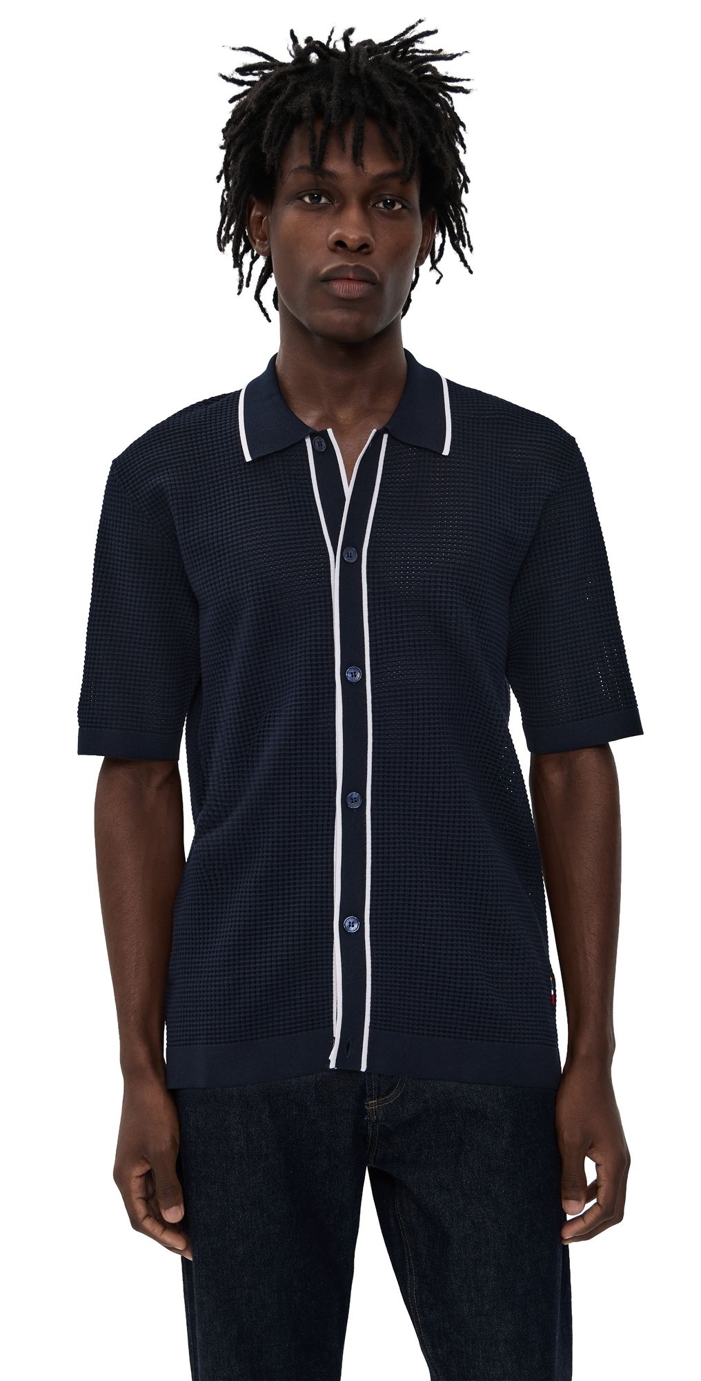 Orlebar Brown Roddy Button-Thru Shirt Night Iris/Cloud S