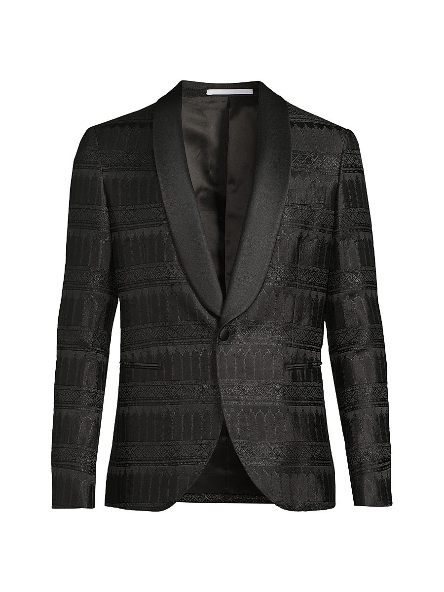 Men's Silk-Blend Single-Breasted Dinner Jacket - Black - Size 38