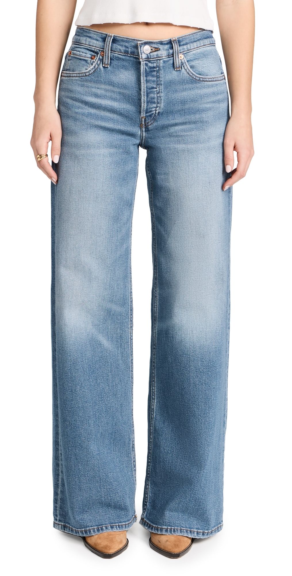 RE/DONE Mid Rise Wide Leg Jeans West Coast Fade 26
