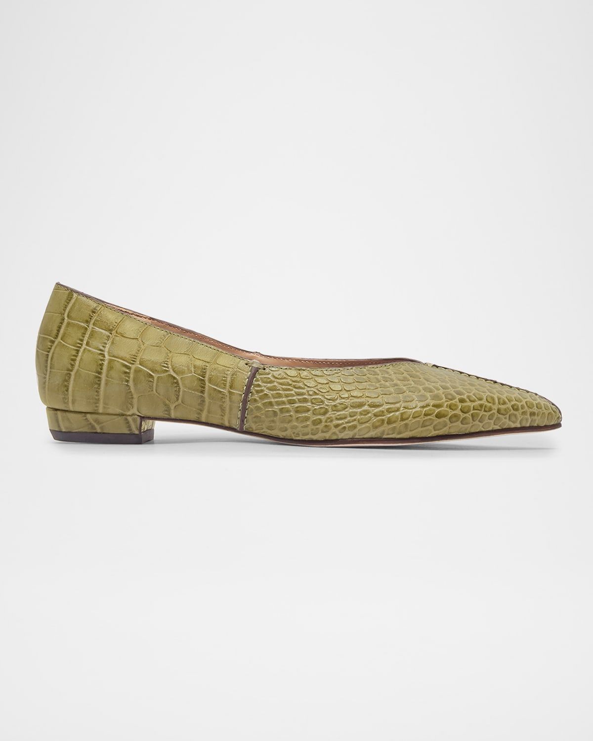 Lana Croc-Embossed Leather Ballet Flats