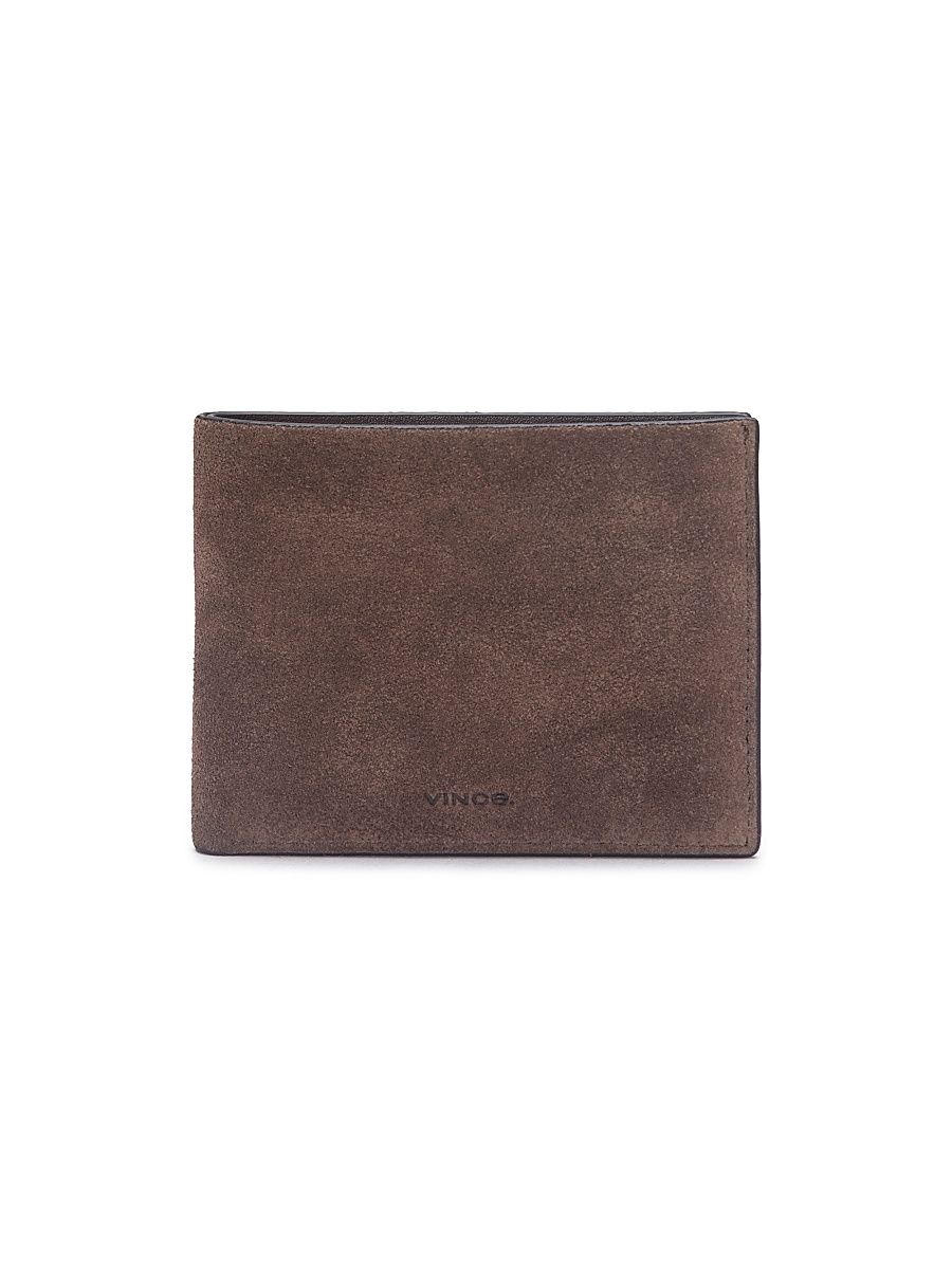 Men's Suede Bifold Wallet - Chocolate