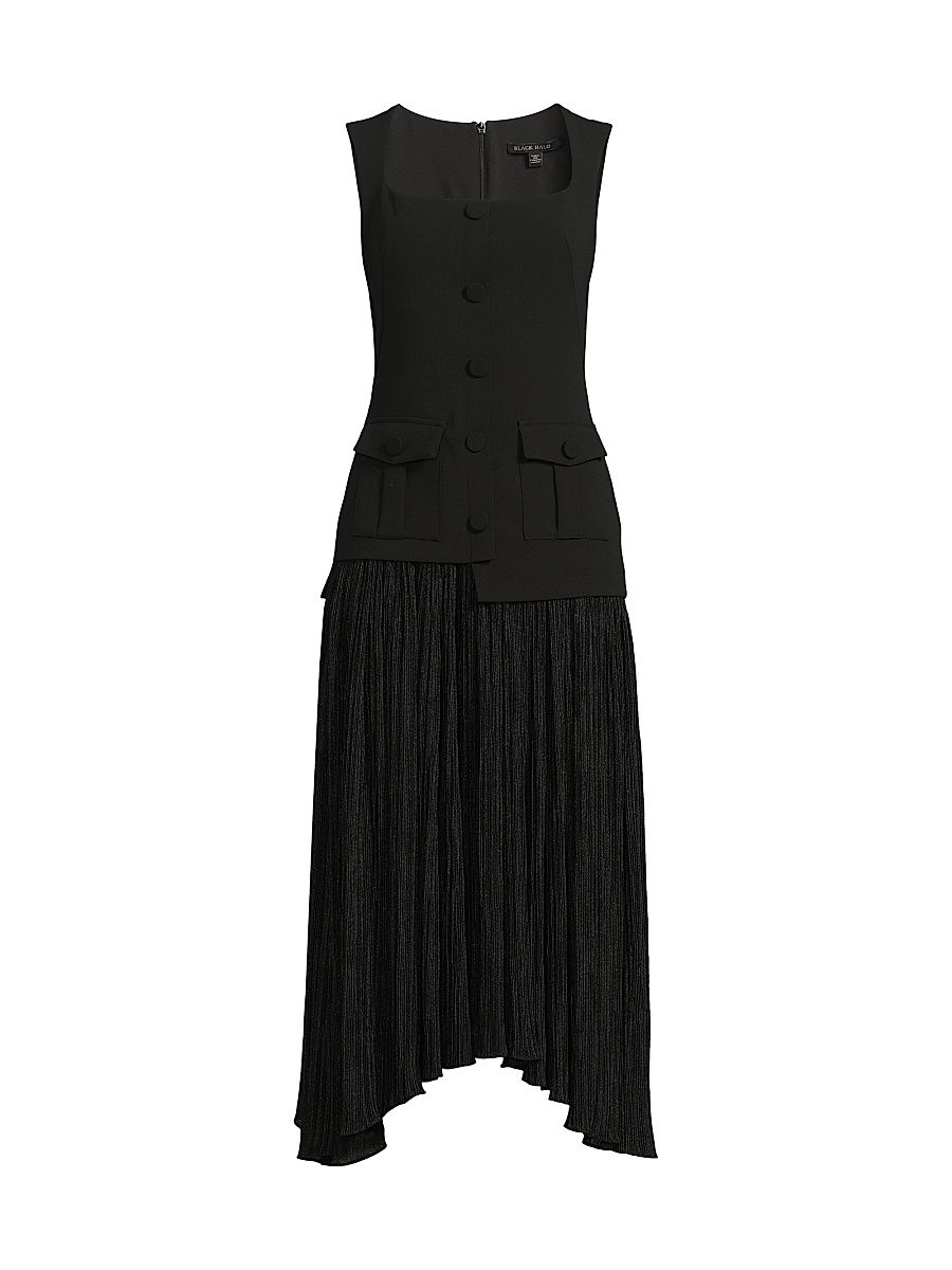 Women's Vianey Metallic-Knit Sleeveless Combo Midi-Dress - Black - Size 6