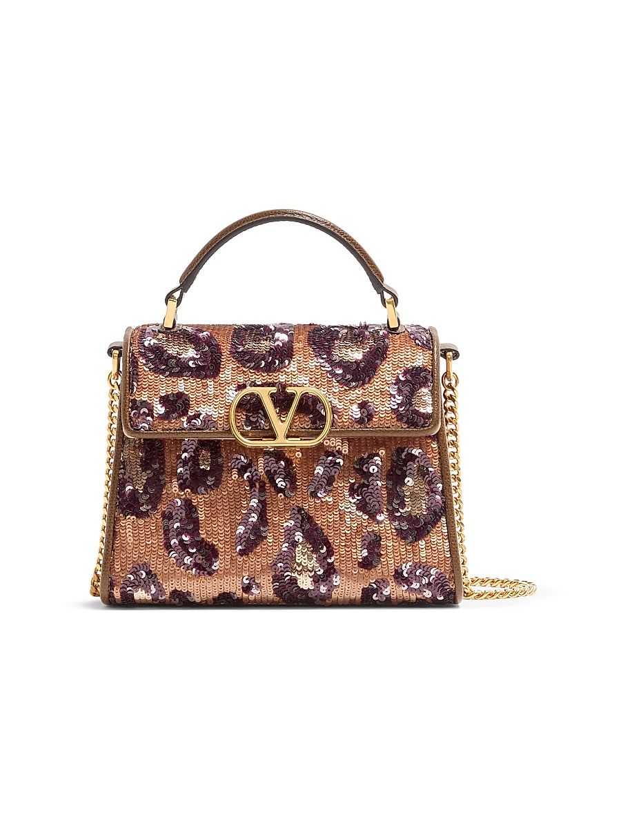 Women's VSling Mini Embroidered Animalier Top Handle Bag - Brown