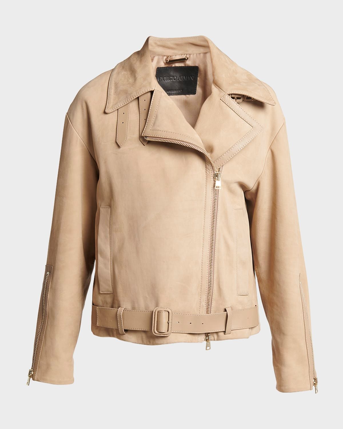 Nubuck Belted Suede Moto Jacket