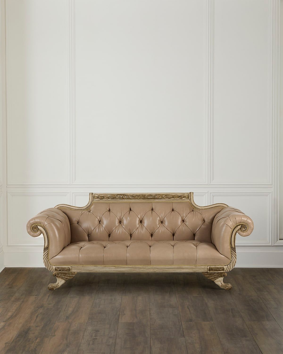 Duncan Leather Tufted Sofa 88"