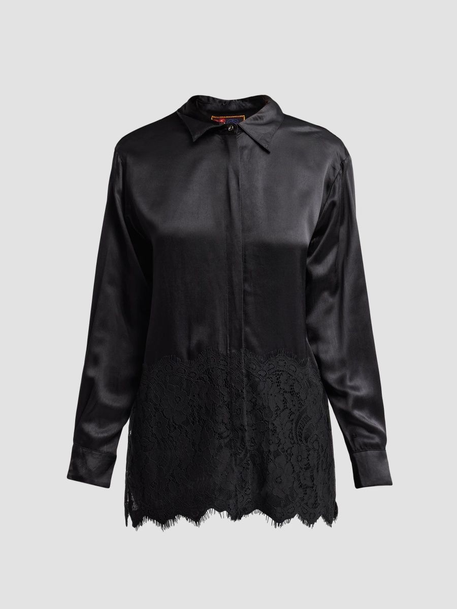 Johnny Was Women's Raheem Lace-Contrast Tunic - Black - Size XS