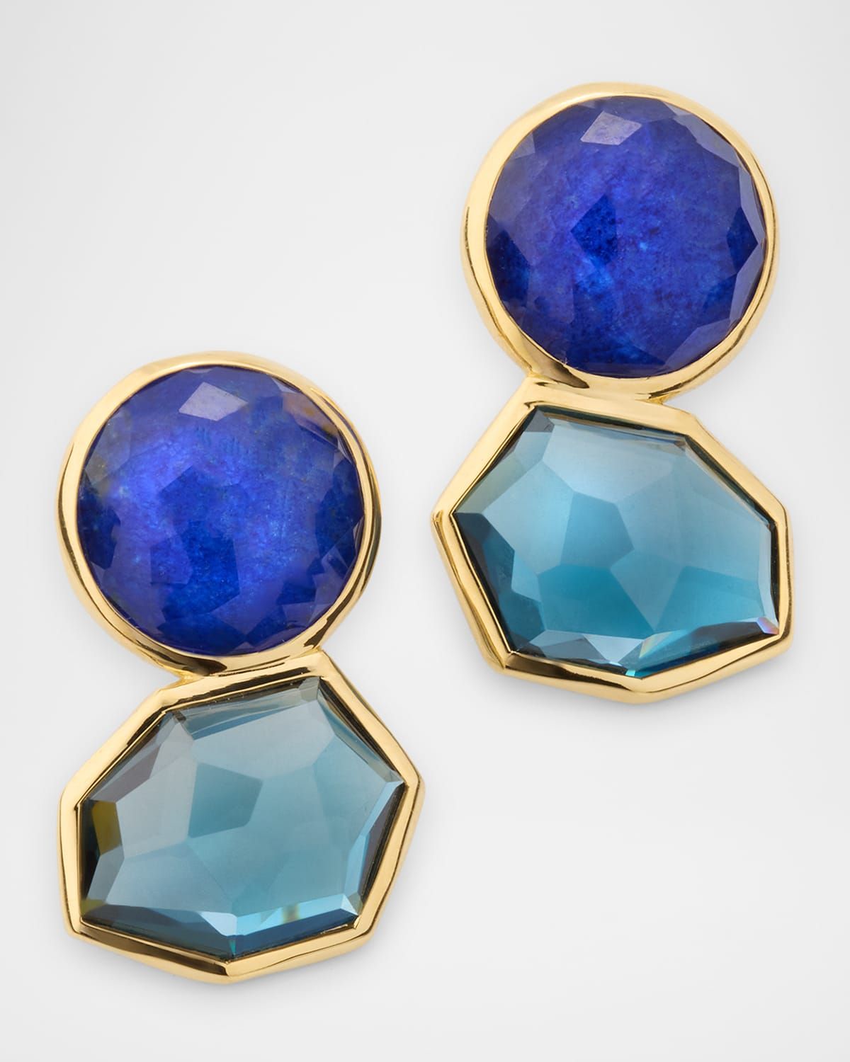 Rock Crystal Large 2-Stone Post Earrings in 18K Gold
