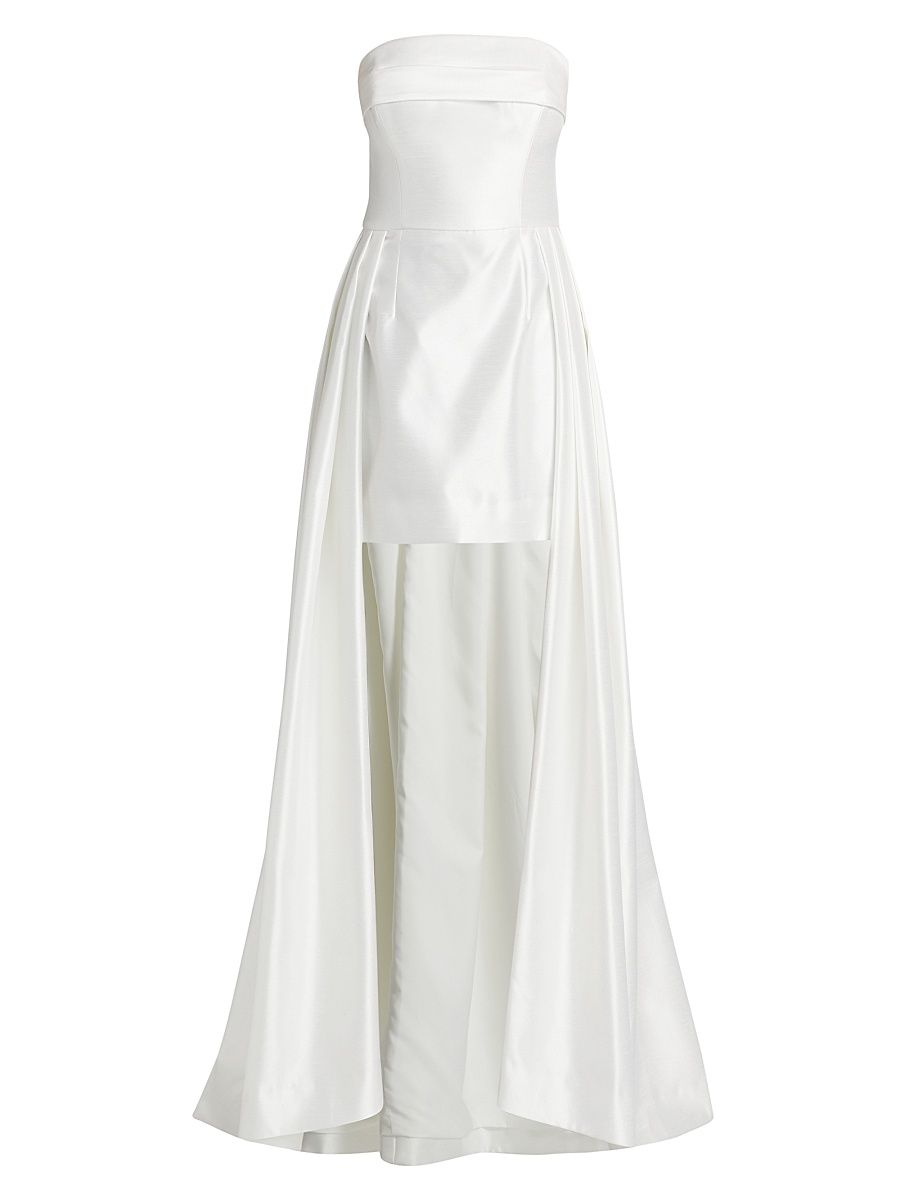 Women's Phaedra Satin Strapless High-Low Gown - Ivory - Size 12