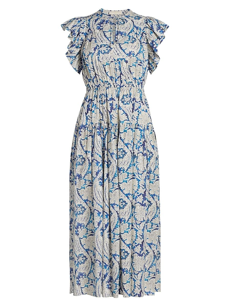 Women's Kairi Flutter-Sleeve Midi-Dress - Ciel - Size 14
