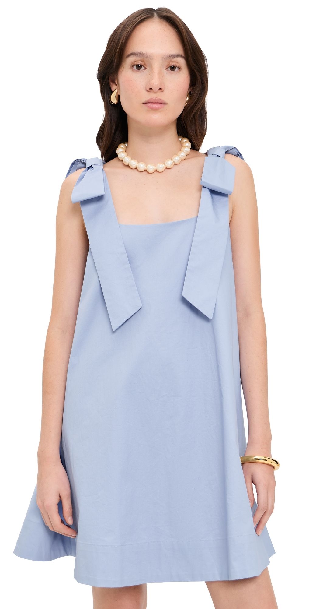 English Factory Bow Sleeveless Mini Dress Powder Blue S