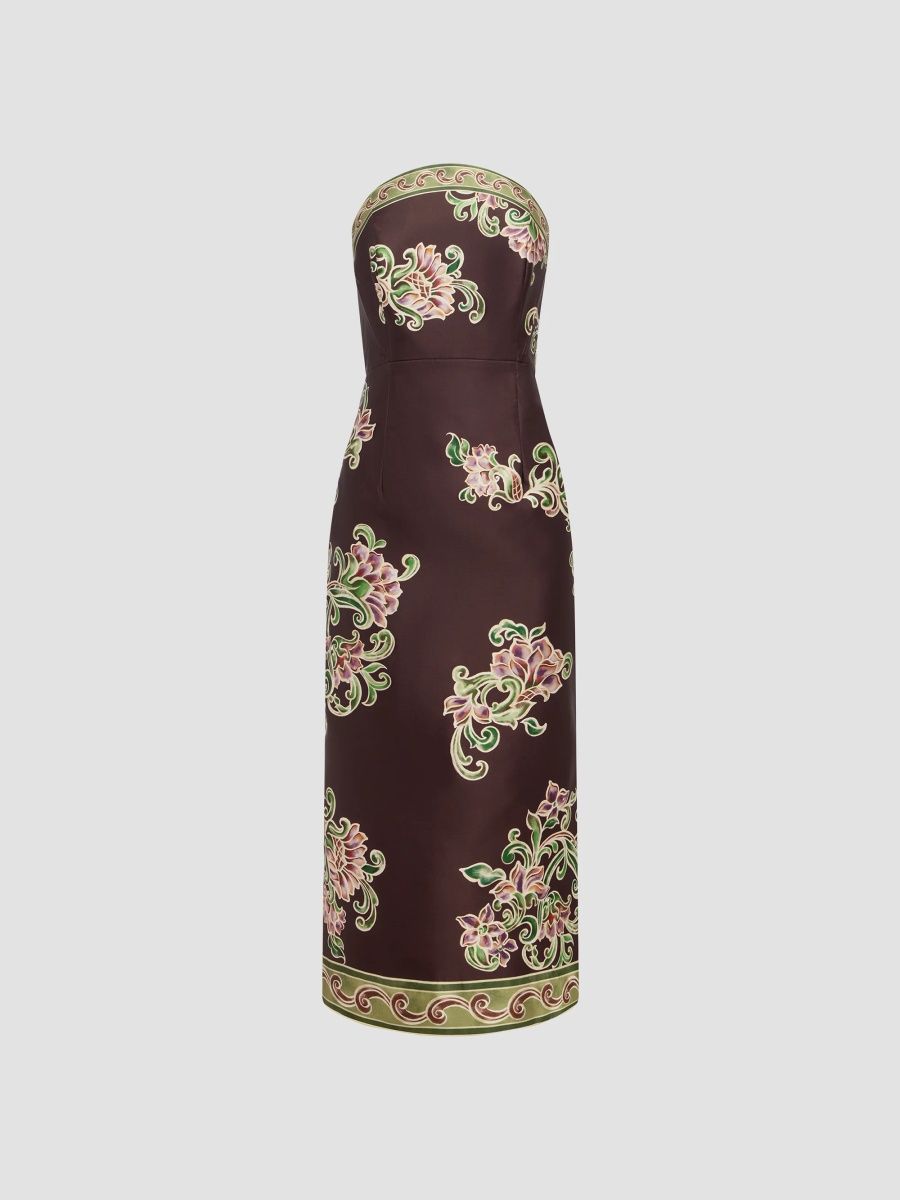 Women's Josie Printed Bodice Midi Dress - Plum - Size 0