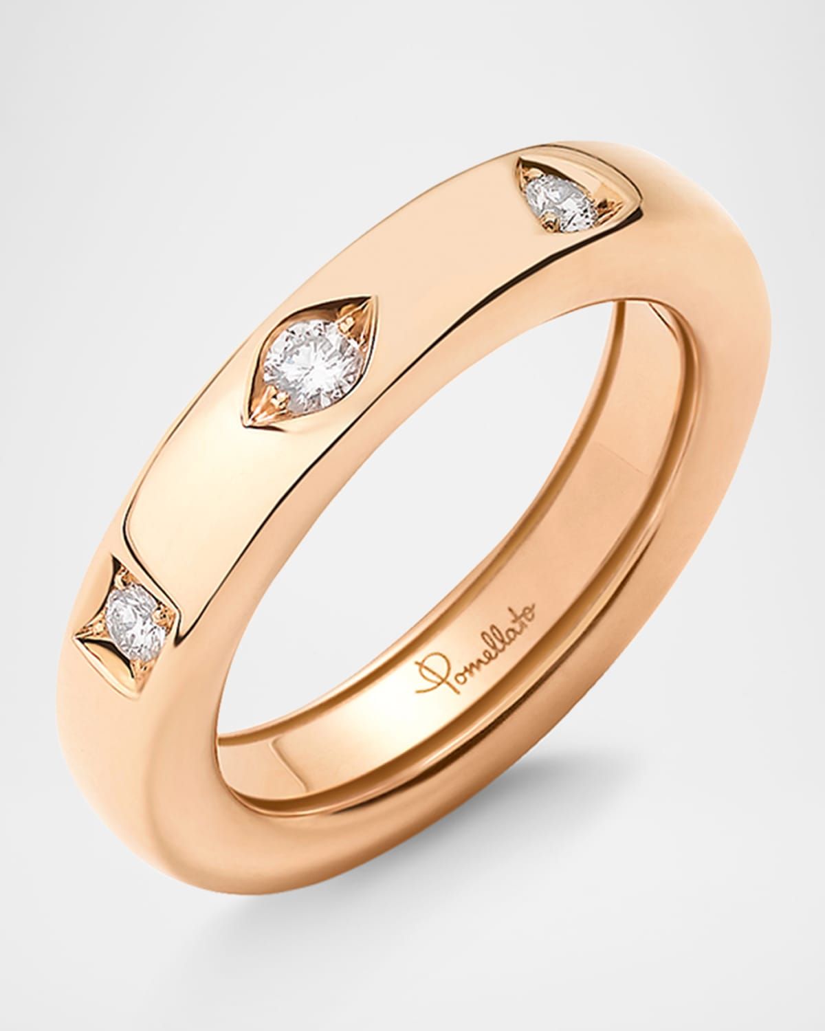 Iconica 18K Rose Gold 3-Diamond Slim Band Ring