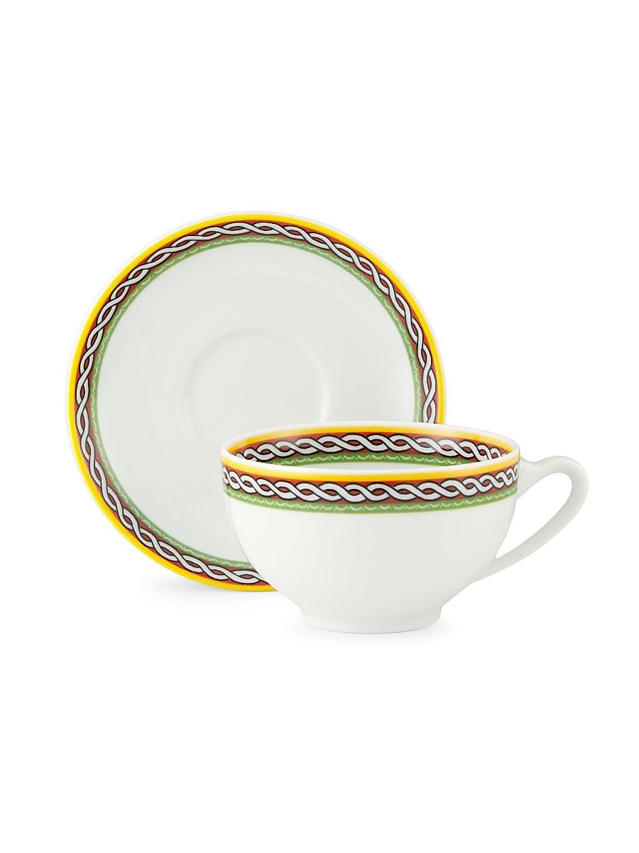 Carretto Porcelain Cup & Saucer Set - White
